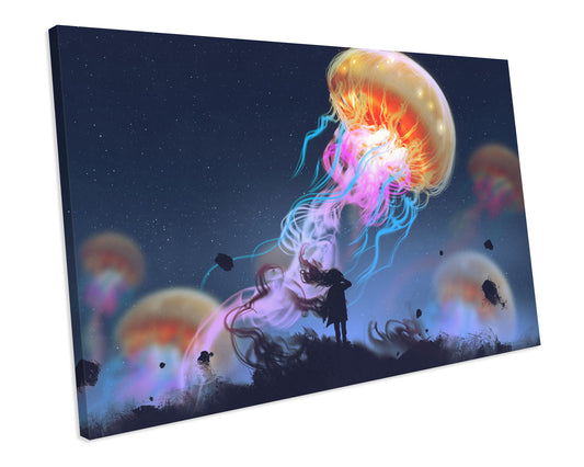 Jellyfish Abstract Artwork CANVAS WALL ART Box Framed Picture Print