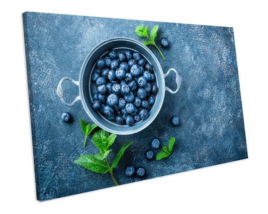 Blueberries Fruit Food And Drink Kitchen CANVAS WALL ART Box Framed Picture Print
