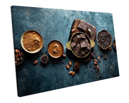 Dark Chocolate Candy Sweets Food And Drink Kitchen CANVAS WALL ART Box Framed Picture Print