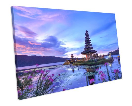 Blue Sunset Temple Bali Indonesi CANVAS WALL ART Box Framed Picture Print