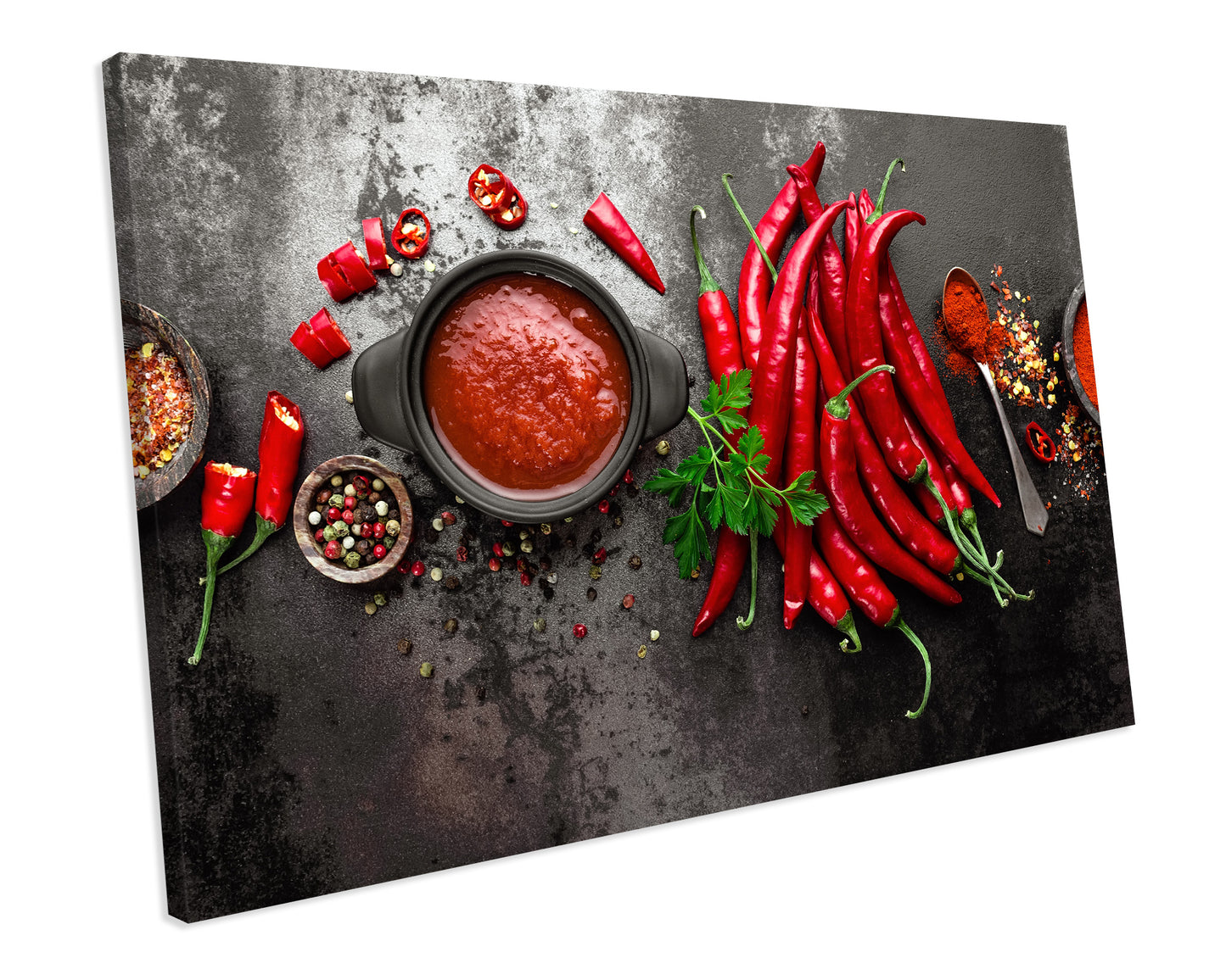 Red Hot Cilli Spice Herb Food Kitchen CANVAS WALL ART Box Framed Picture Print