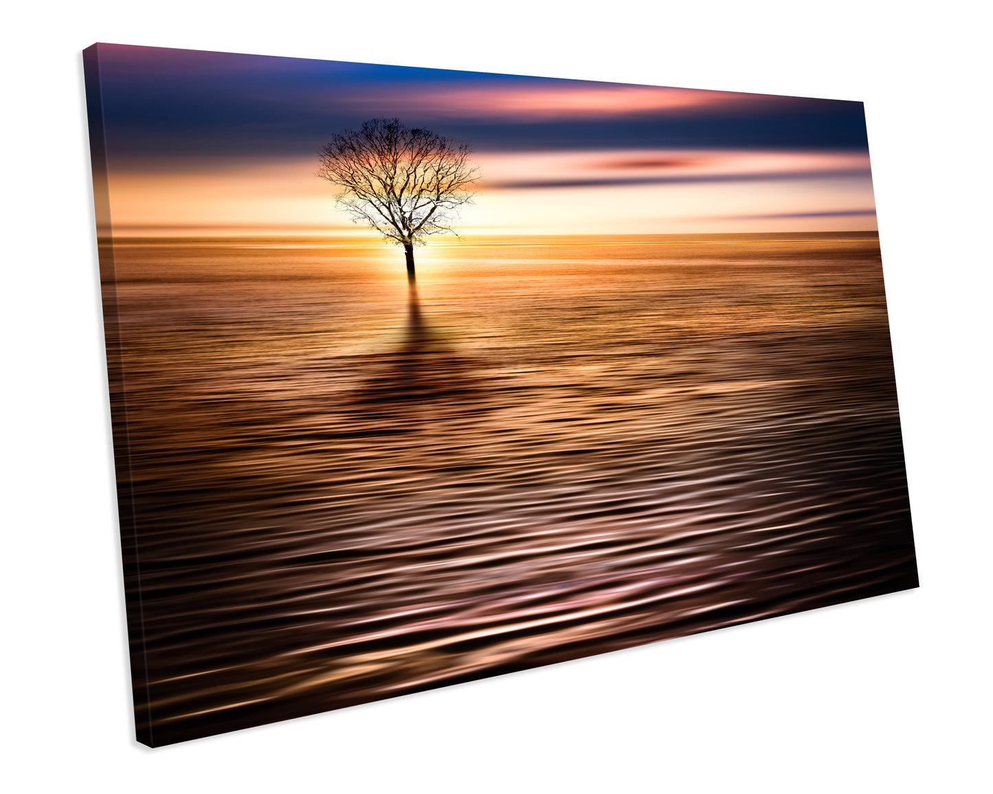 Lone Tree Sunrise Landscape Abstract Artwork CANVAS WALL ART Box Framed Picture Print