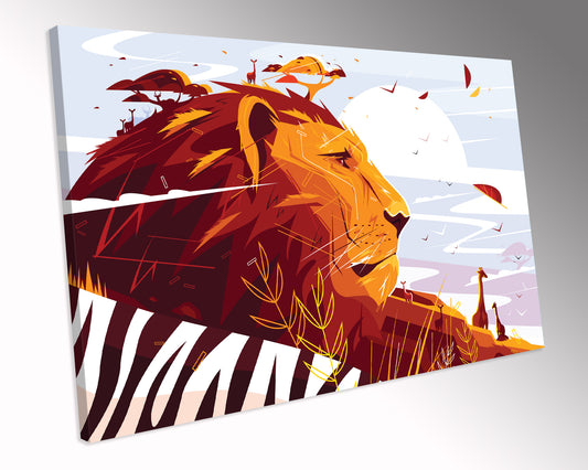 Kids Bedroom Lion Animals Cartoon CANVAS WALL ART Box Framed Picture Print
