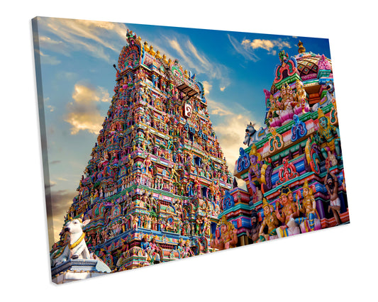 Gopuram Hindu Temple Asian Landmark CANVAS WALL ART Box Framed Picture Print