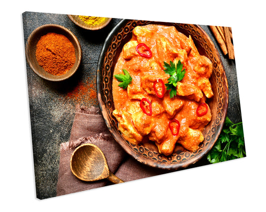 Chicken Tikka Masala Indian Food Kitchen CANVAS WALL ART Box Framed Picture Print