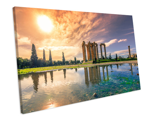 Temple Of Olympian Athens Greece Landmark CANVAS WALL ART Box Framed Picture Print