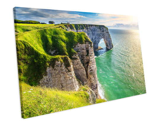 Aval Of Etretat Normandy France Landscape CANVAS WALL ART Box Framed Picture Print