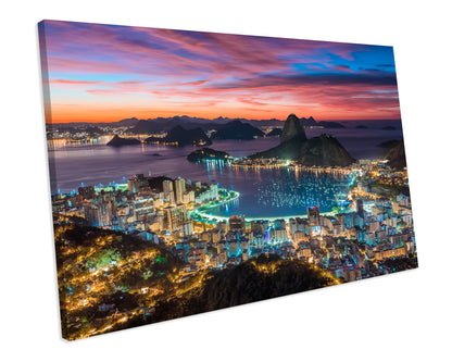Rio De Janeiro Brazil Cityscape Sunset CANVAS WALL ART Box Framed Picture Print