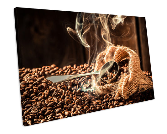 Fresh Coffee Beans Kitchen HANDMADE Canvas Art Print Box Framed Picture Home Decor