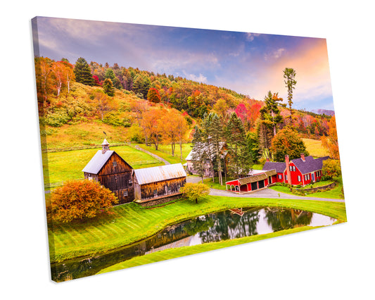 Vermont USA Autumn Landscape CANVAS WALL ART Box Framed Picture Print