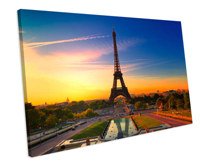 Eiffel Tower Sunset CANVAS WALL ART Box Framed Picture Print
