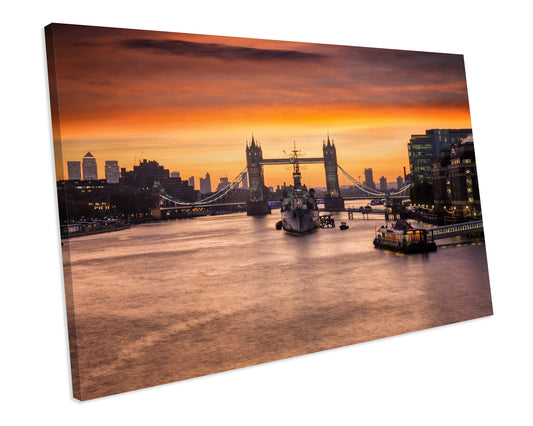 Tower Bridge London CANVAS WALL ART Box Framed Picture Print