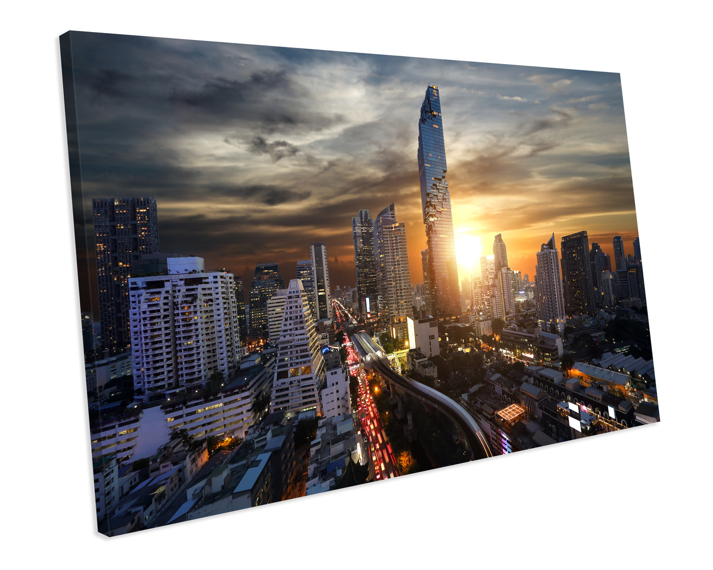 Bangkok City Skyline CANVAS WALL ART Box Framed Picture Print