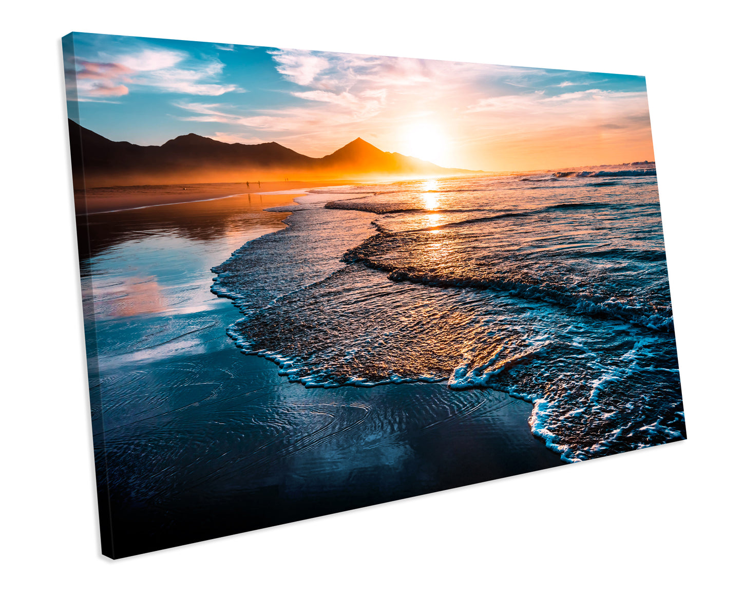 Sunset Beach Seascape CANVAS WALL ART Box Framed Picture Print