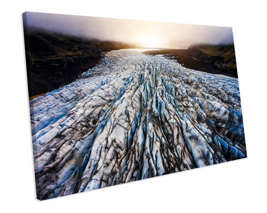 Glacier Aerial View Iceland Landscape CANVAS WALL ART Box Framed Picture Print
