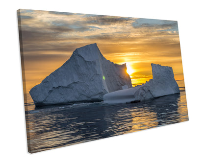 Sunset In Antarctica Iceberg CANVAS WALL ART Box Framed Picture Print