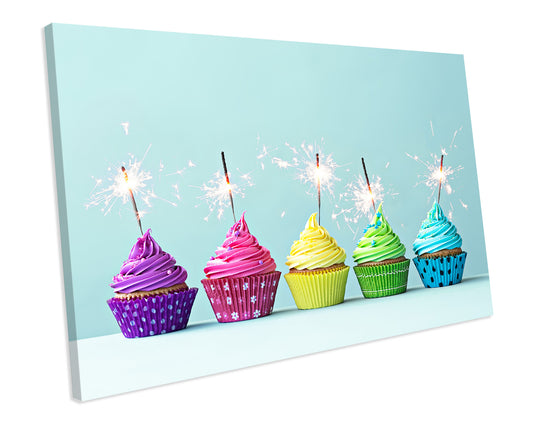 Tasty Colourful Cupcake Kitchen CANVAS Print Framed WALL ART Picture