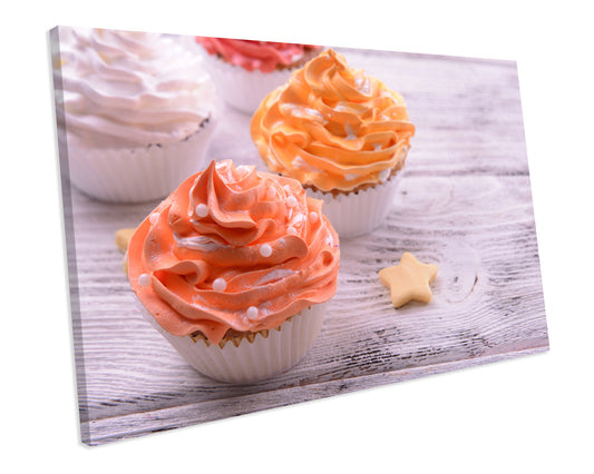 Orange Cupcake Kitchen CANVAS Print Framed WALL ART Picture