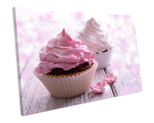 Cupcake Pink Kitchen Food CANVAS Print Wall ART Framed Ready To Hang