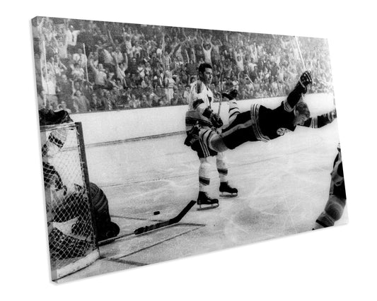 Bobby Orr The Goal Boston Bruins Ice Hockey Sports CANVAS WALL ART Box Framed Picture Print
