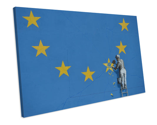 Banksy Brexit Star Dover Graffiti CANVAS WALL ART Box Framed Picture Print