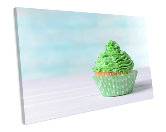 Cupcake Green Kitchen Food CANVAS Print Wall ART Framed Ready To Hang