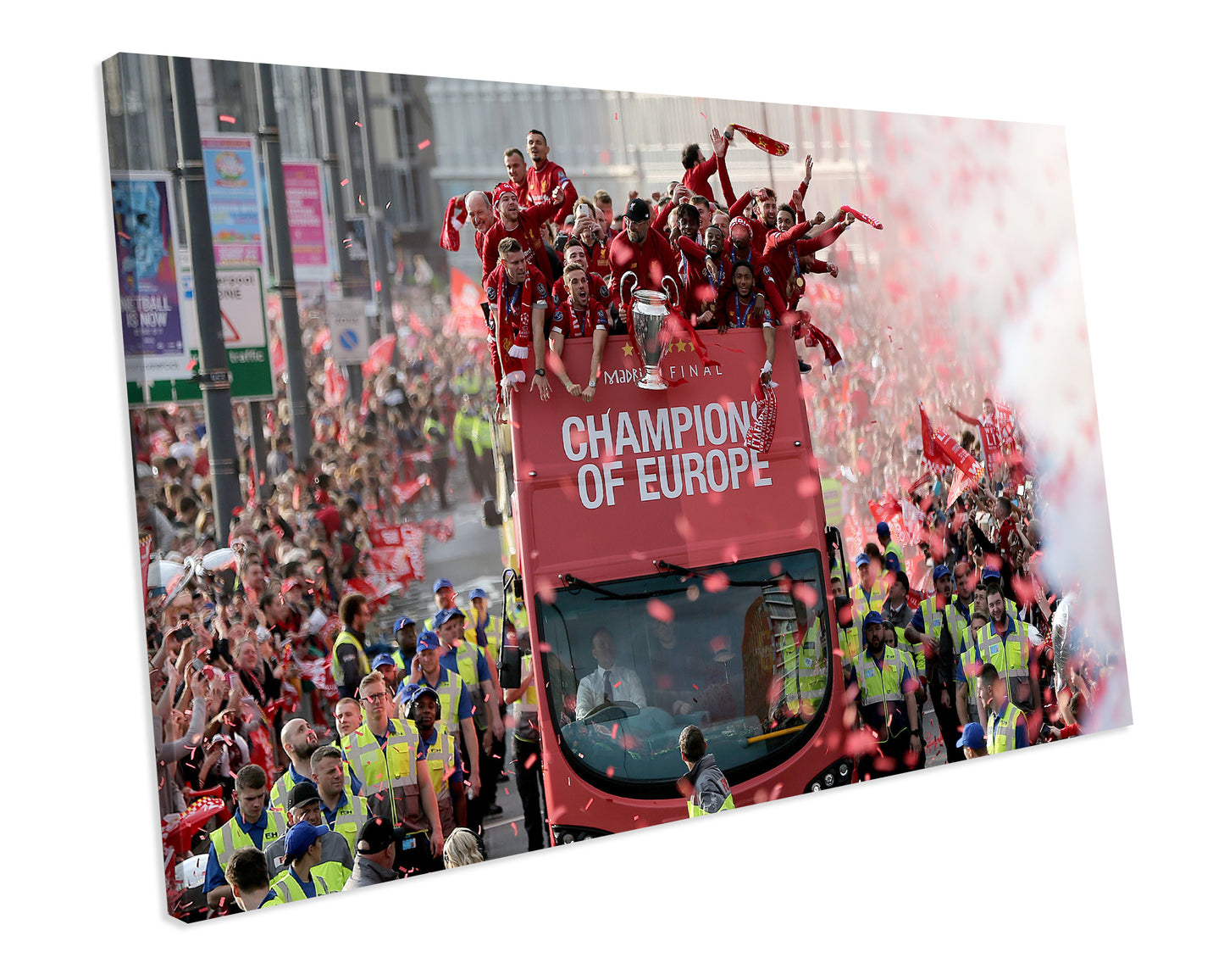 Liverpool Fc 2019 Champions League Final Open Top Bus  Victory Parade Sports Football CANVAS WALL ART Box Framed Picture Print