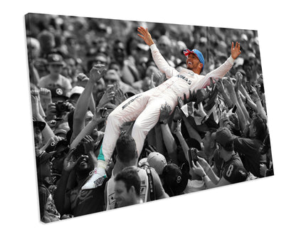 Lewis Hamilton Crowd Surfing F1 Sport Icon CANVAS WALL ART Box Framed Picture Print