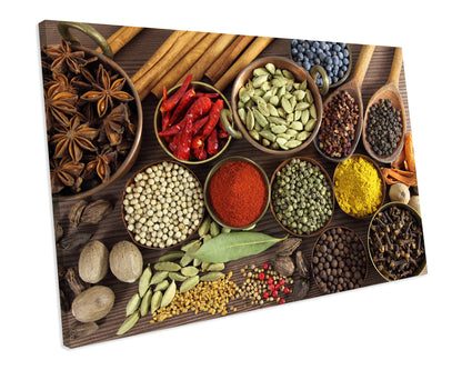 Herbs And Spices Asia Kitchen CANVAS WALL ART Box Framed Picture Print