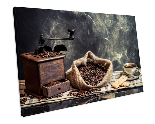 Coffee Beans Food And Drink Kitchen CANVAS WALL ART Box Framed Picture Print