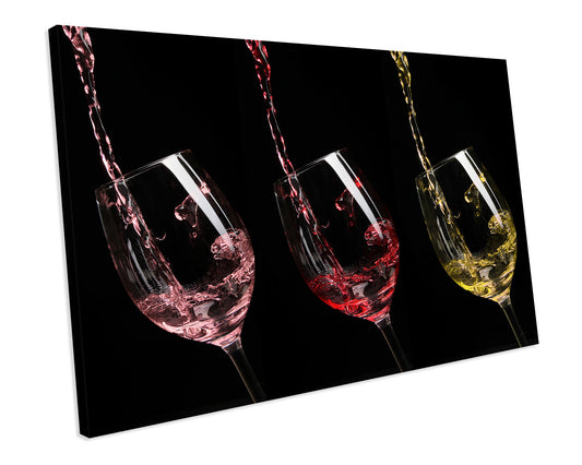 Wine Glass Splash Kitchen Drinks CANVAS WALL ART Picture Print