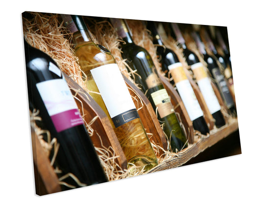 Wine Bottles Kitchen Food Canvas Print Framed Wall Art Ready To Hang