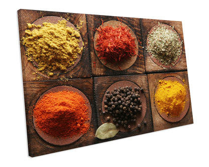 Herbs & Spices Kitchen CANVAS WALL ART Box Framed Picture Print
