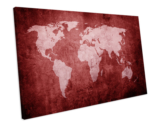World Map Atlas Grunge CANVAS WALL ART Box Framed Picture Print