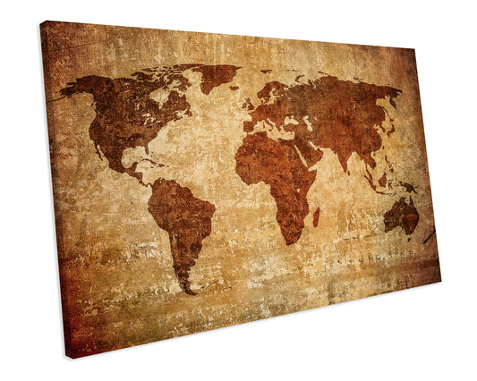 Old World Map Atlas Grunge CANVAS WALL ART Box Framed Picture Print
