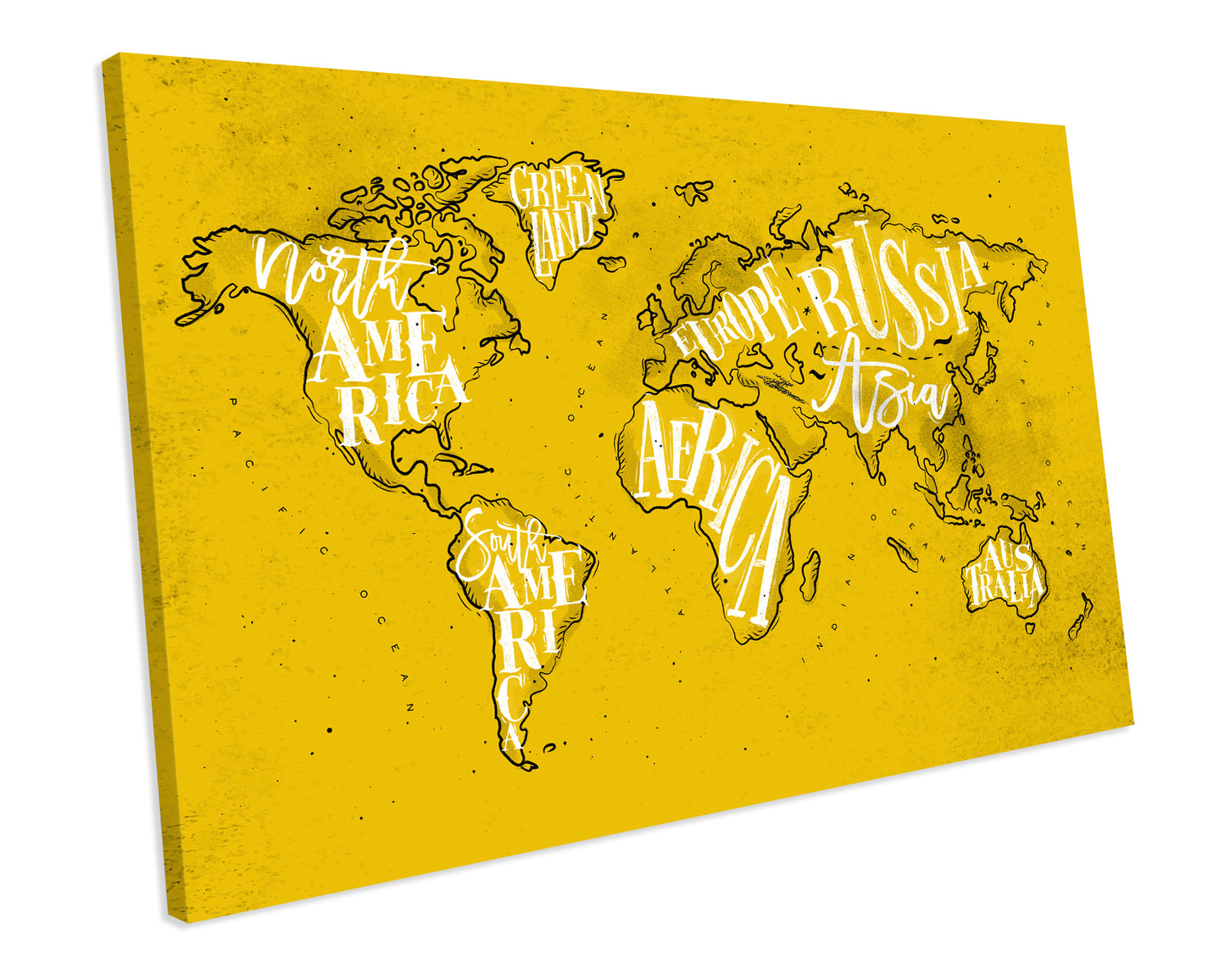 World Map Atlas Chalk CANVAS WALL ART Box Framed Picture Print