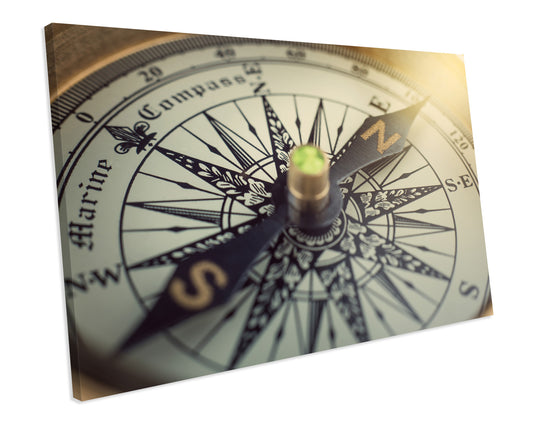 Vintage Compass Map of The World Atlas CANVAS WALL ART Box Framed Picture Print