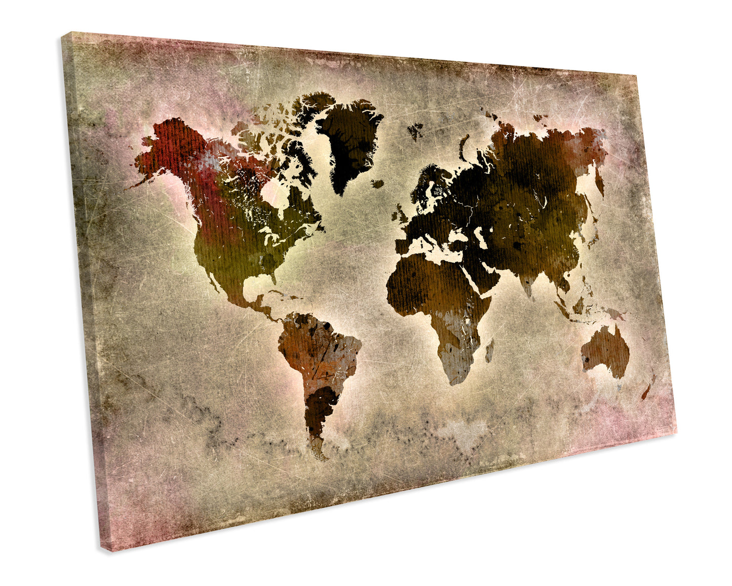 World Map Atlas Grunge CANVAS WALL ART Box Framed Picture Print