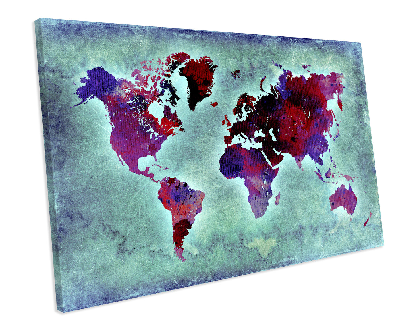 World Map Atlas Grunge CANVAS WALL ART Box Framed Picture Print