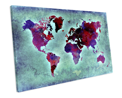 World Map Atlas Grunge CANVAS WALL ART Box Framed Picture Print