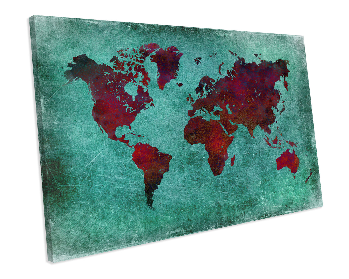 World Map Atlas Grunge CANVAS WALL ART Box Framed Picture Print
