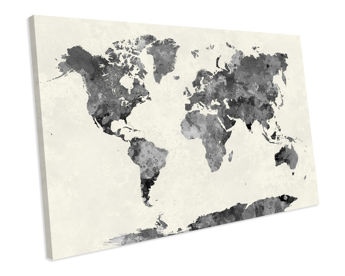 Map of The World Atlas Watercolour CANVAS WALL ART Box Framed Picture Print