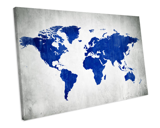 World Map Atlas Grunge CANVAS WALL ART Box Framed Picture Print