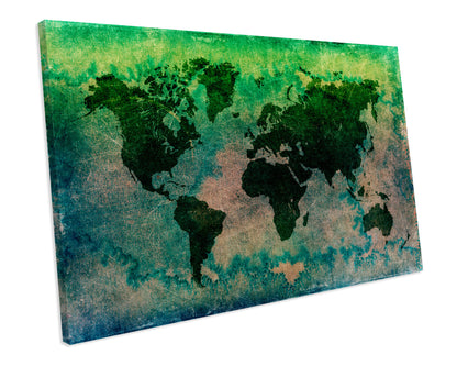 World Map Atlas Grunge CANVAS WALL ART Box Framed Picture Print