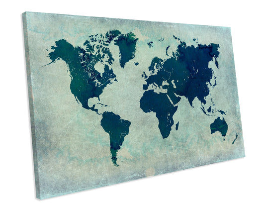 World Map Atlas Grunge CANVAS WALL ART Box Framed Picture Print