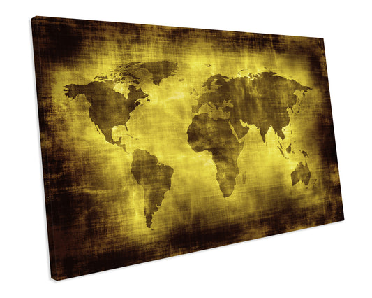 World Map Atlas Grunge CANVAS WALL ART Box Framed Picture Print