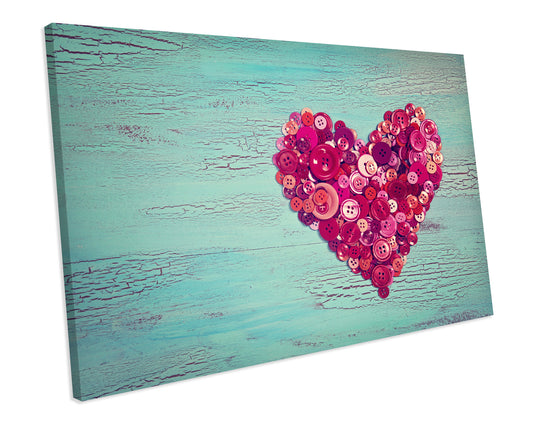 Love Heart Petals Bedroom CANVAS WALL ART Box Framed Picture Print