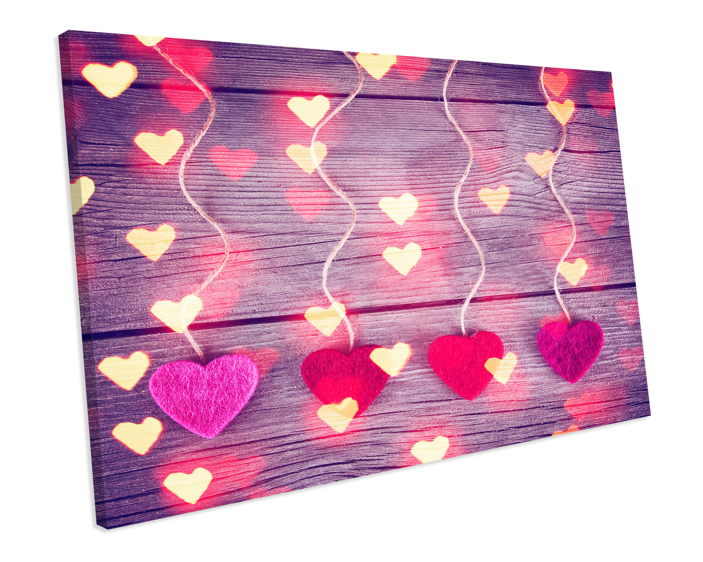 Love Heart Petals Bedroom CANVAS WALL ART Box Framed Picture Print