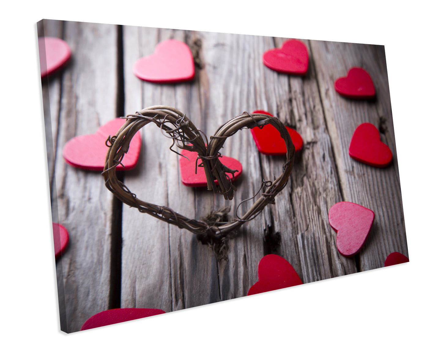 Love Hearts Shabby Chic Bedroom CANVAS WALL ART Box Framed Picture Print