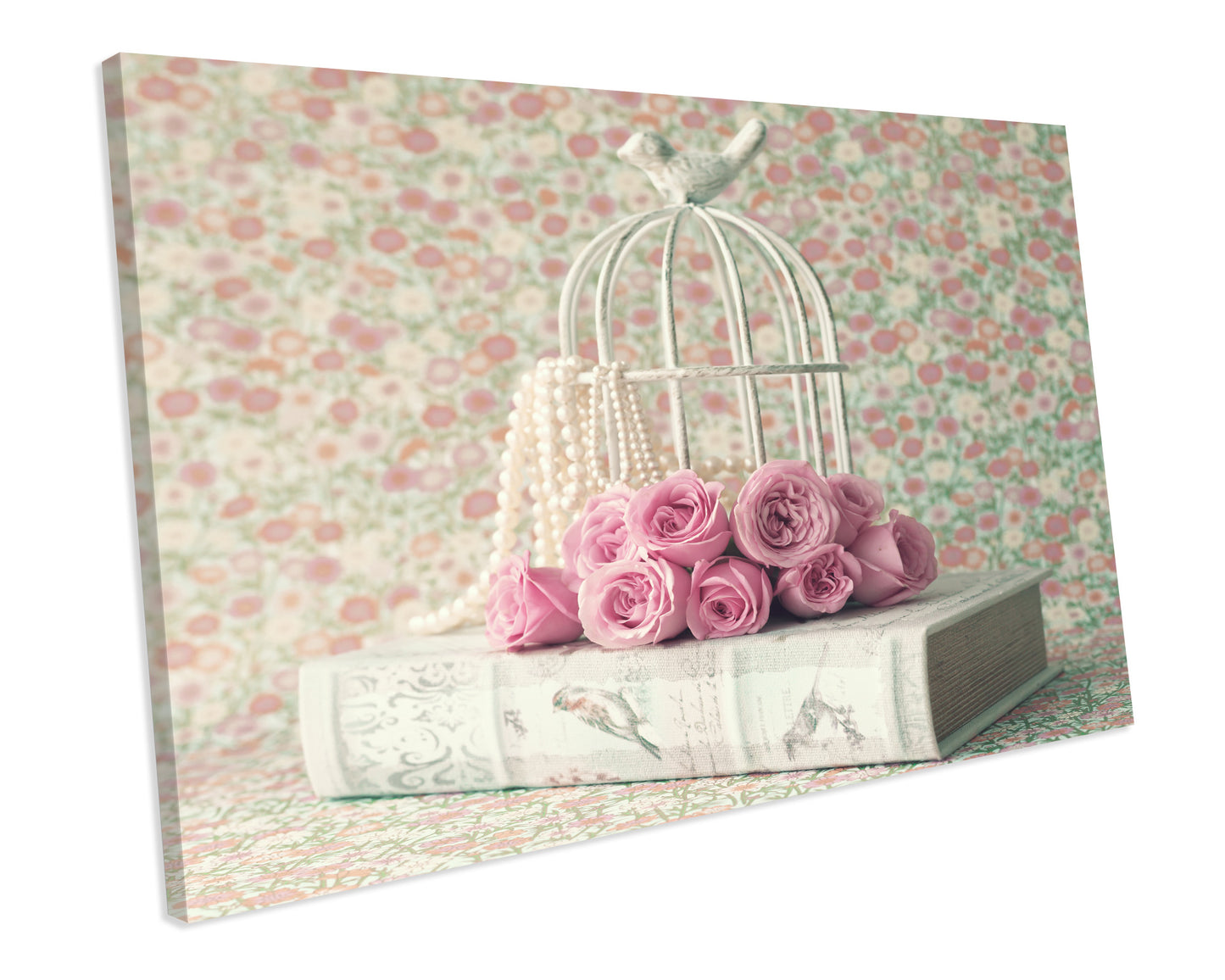 Shabby Chic Floral Bedroom CANVAS WALL ART Box Framed Picture Print